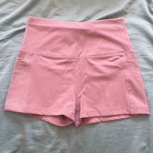 Pink biker shorts with pockets